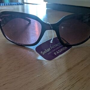 Solar Accents Black Embellished Sunglasses